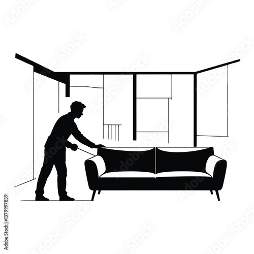 Interior Designer Silhouette, Vector, Icon, Logo, White Background.
