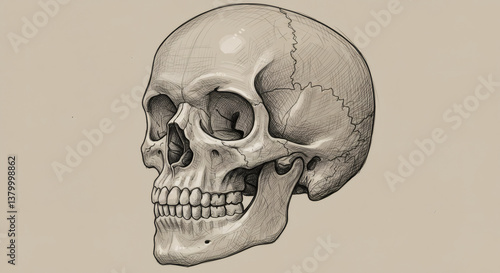 Wallpaper Mural Detailed Pencil Sketch of a Human Skull Anatomy Study Torontodigital.ca