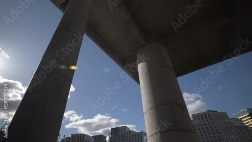 Beautiful Architectural View of Concrete Pillars Under Blue Sky