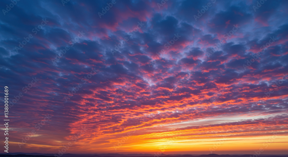 Obraz premium The beautiful sunset paints the sky with vibrant hues of orange, red, and purple.