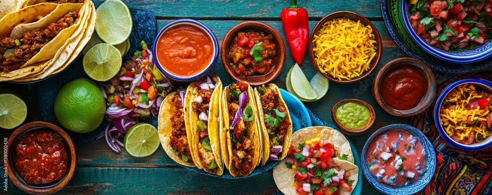 custom made wallpaper toronto digitalMexican Taco Feast with Colorful Sides