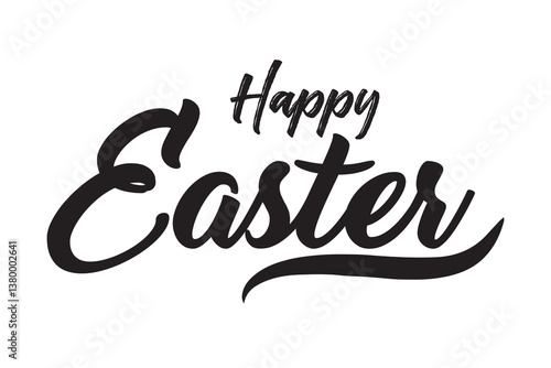 happy easter letter calligraphy banner, Happy easter day calligraphy hand written lettering text script black color drawing bunny easter day, Happy Easter Calligraphy 