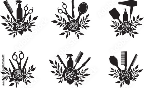  Elegant Floral Hair Stylist SVG Bundle | Barber & Salon Tools Clipart