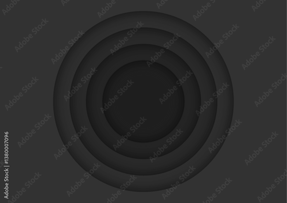 Fototapeta premium Paper layer circle solid black abstract background. Round shape use for banner, cover, poster, wallpaper, design with space for text.