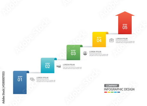 5 data infographics tab index layout template. Illustration business abstract background.