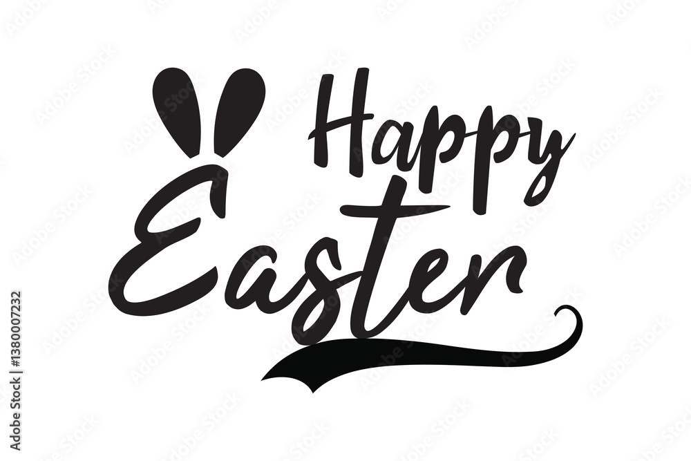 Fototapeta premium Hand drawn happy Easter calligraphy and brush pen lettering. Vector Illustration design for holiday greeting card and for photo overlays, t-shirt print, flyer, poster design