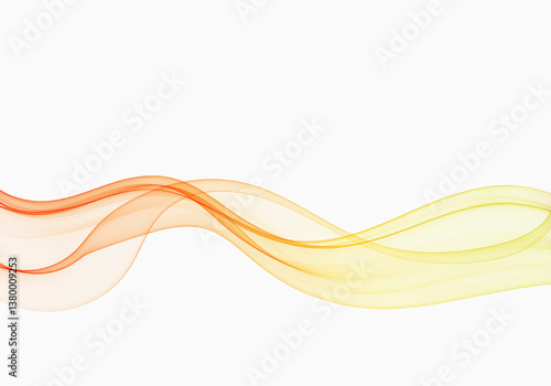 Abstract flow of transparent wave, white background.