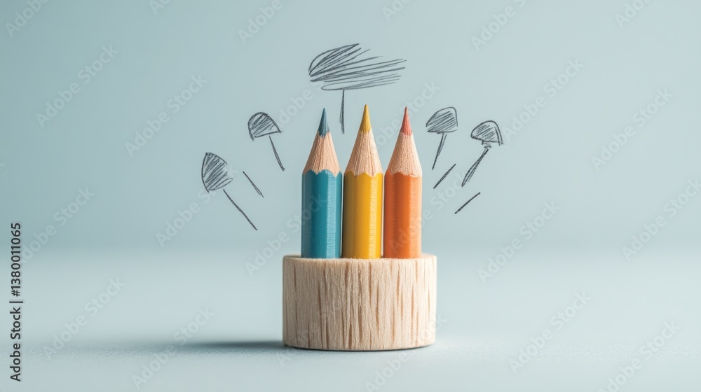 Obraz premium Colorful pencils grouped, conceptual image
