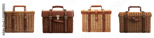 Classic wicker picnic hamper with leather straps