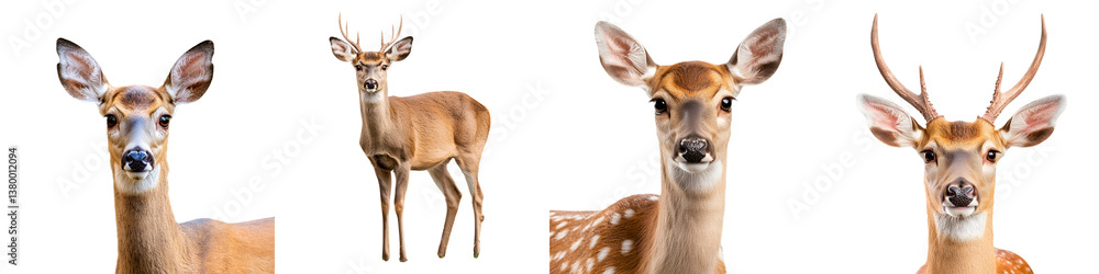 Detailed close up shots showcasing the elegant features and expressions of several deer including their distinctive antlers in a peaceful natural environment Detailed close up shots showcasing the elegant features and expressions of several deer including their distinctive antlers in a peaceful natural environment