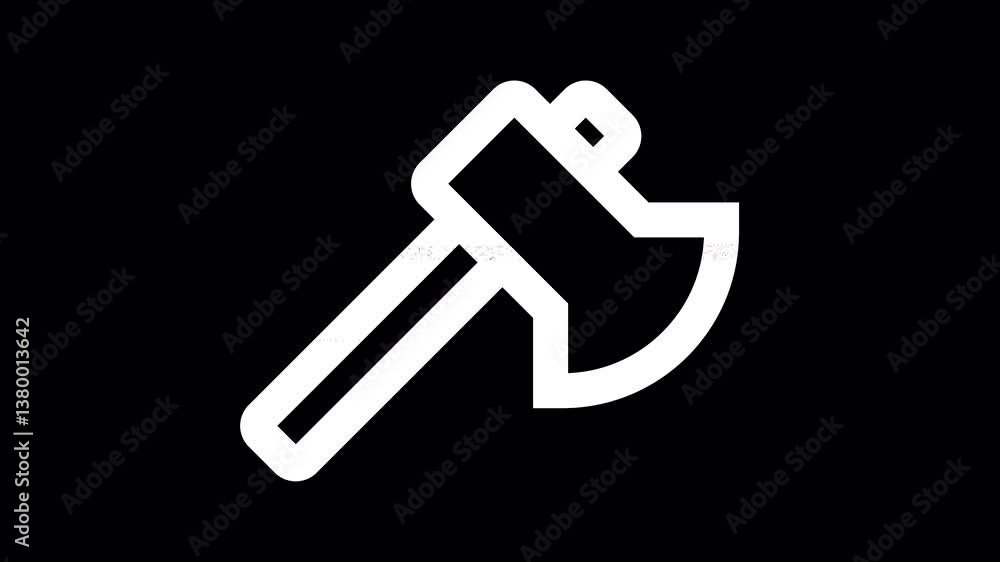 Icon axe is distorted. Glitch. Noise, chromatic aberration, geometric distortion. Transparent background, looped. In-Out looped. Alpha BW at the end Icon axe is distorted. Glitch. Noise, chromatic aberration, geometric distortion. Transparent background, looped. In-Out looped. Alpha BW at the end