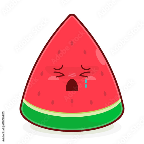 watermelon slice crying face cartoon cute
