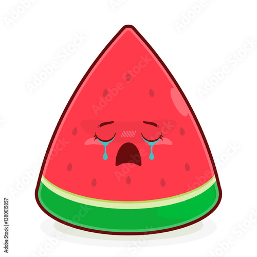 watermelon slice crying face cartoon cute