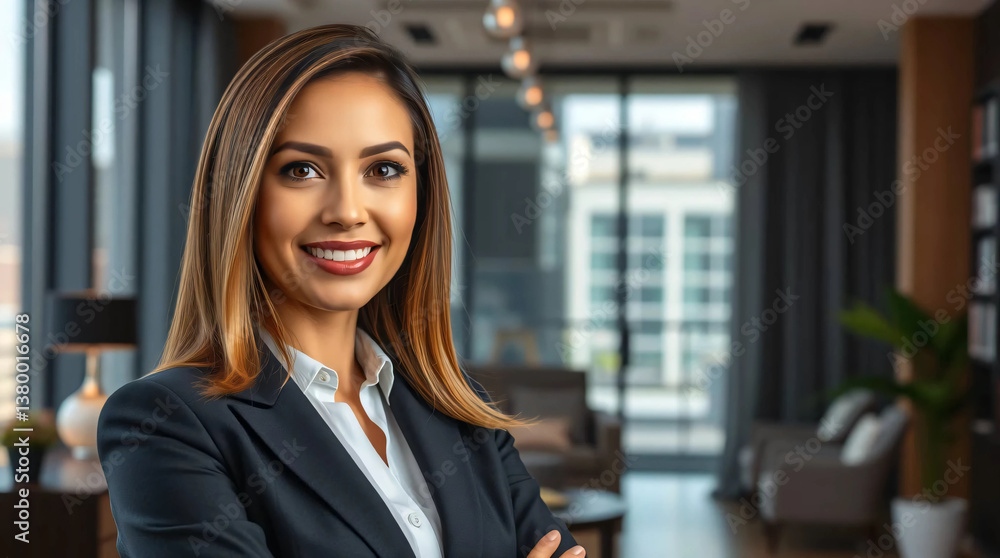 Professional business woman with modern office background, real estate, law, lawyer, finance and sales Professional business woman with modern office background, real estate, law, lawyer, finance and sales