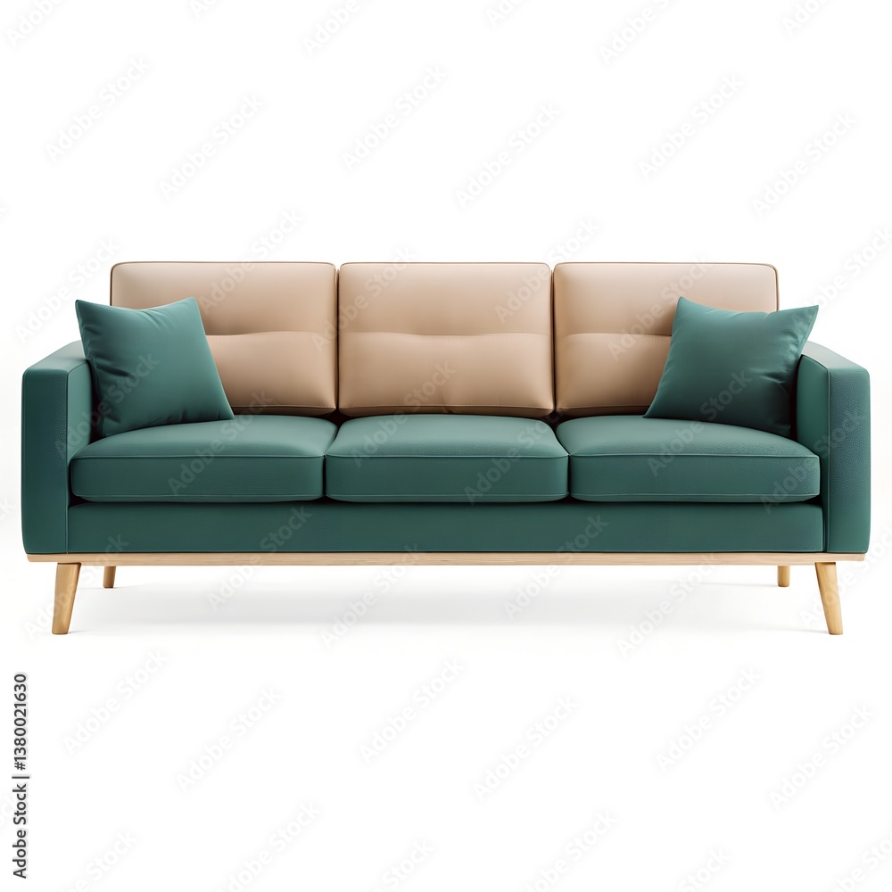 Fototapeta premium Modern Three-Seater Sofa in Various Colors on White Background