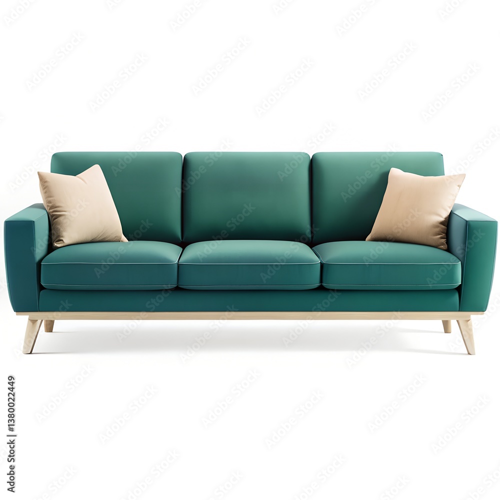 Modern Three-Seater Sofa in Various Colors on White Background Modern Three-Seater Sofa in Various Colors on White Background