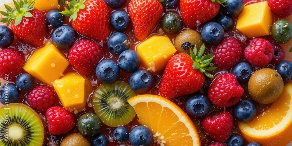 Vibrant Assortment of Fresh Fruits Including Berries, Kiwi, and Citrus in a Colorful and Juicy Display Vibrant Assortment of Fresh Fruits Including Berries, Kiwi, and Citrus in a Colorful and Juicy Display