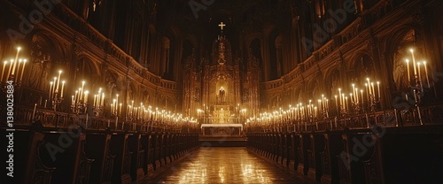 Illuminated church interior