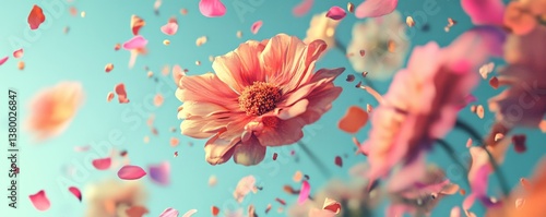 Beautiful Colorful Bouquet of Petals and Flowers in Blooming Scene