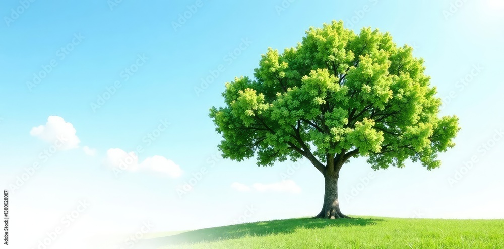 Tree isolated on white background against a blue sky, still life, nature Tree isolated on white background against a blue sky, still life, nature