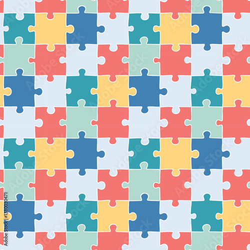 Colorful puzzle pattern with interlocking pieces