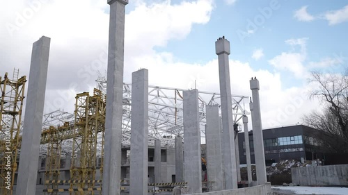 Construction Site Progress with Concrete Pillars and Framework