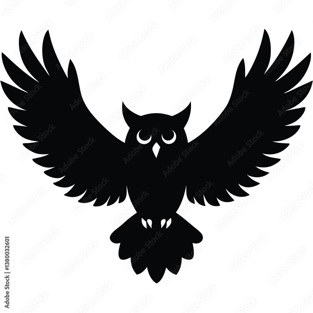 Obraz premium Owl bird silhouette vector art illustration