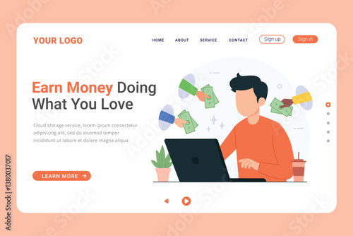 Landing page template for Affiliate Marketing Program. Easy to edit and customize. Modern Vector illustration concepts for website