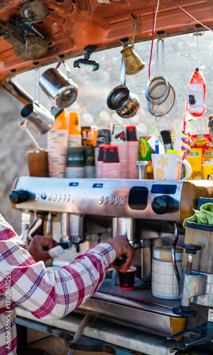 Street truck with coffee
