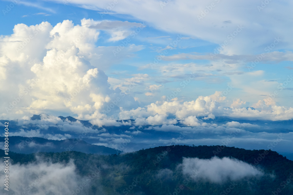 Obraz premium Beautiful scenery Mountains and Forest at Chiang Mai, Northern,Thailand.
