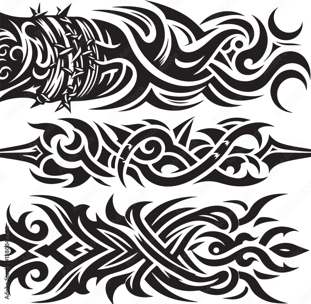 Fototapeta premium Luxury Ornamental Tattoos Vintage Vector Bundle | Baroque, Royal Frames & Floral Designs
