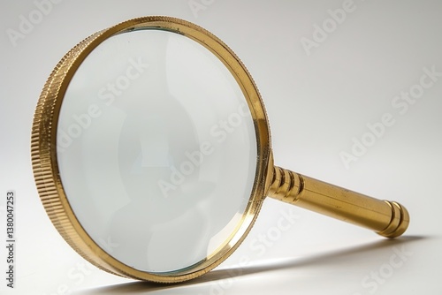 A classic brass handled magnifying glass resting on a light surface