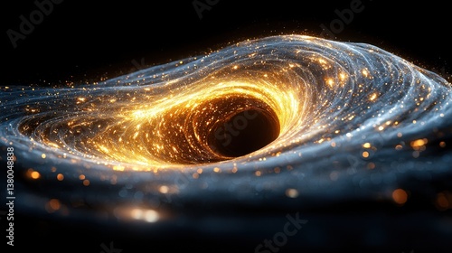 A mesmerizing celestial pattern, where radiant golden constellations and swirling galaxies intertwine against a deep navy backdrop, evoking the wonders of the cosmos. 