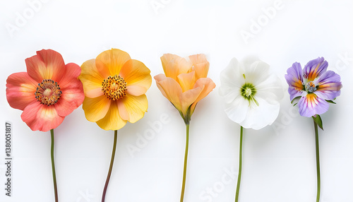 tulips on white background, Vibrant Floral Arrangement Against White Background