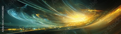 Ethereal Abstract Digital Background with Glowing Light and Swirls