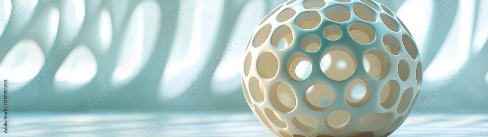 Elegant Decorative Sphere with Holes on Soft Gradient Background Elegant Decorative Sphere with Holes on Soft Gradient Background