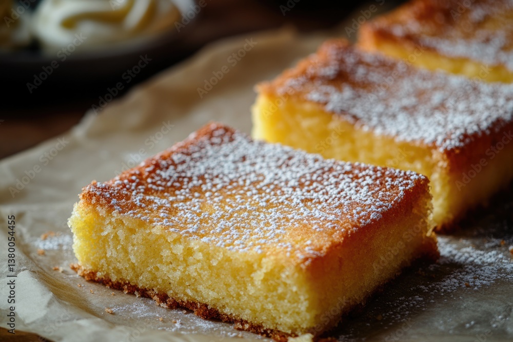 Gooey Butter Cake Background. Homemade Confectionery Delight Gooey Butter Cake Background. Homemade Confectionery Delight