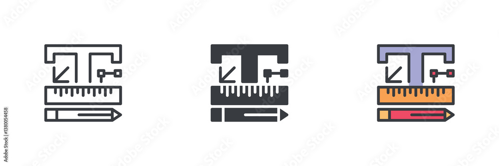 Font creation tool graphic different style icon set Font creation tool graphic different style icon set
