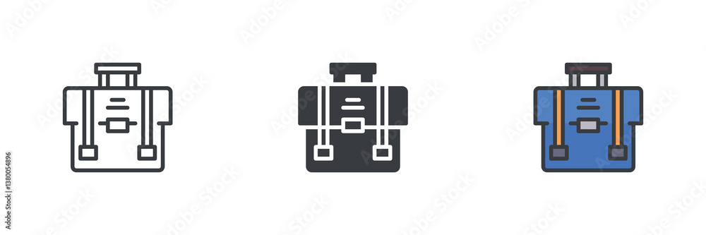 Briefcase different style icon set Briefcase different style icon set