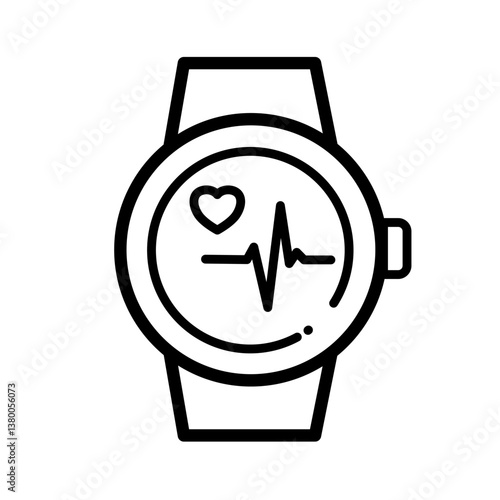 Smartwatch for tracking physical fitness and telemedicine - vector icon	