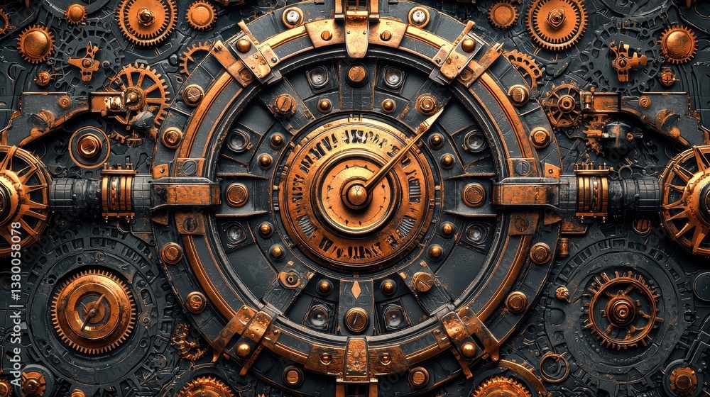A steampunk-inspired seamless pattern, where brass gears, clockwork mechanisms, and vintage compasses intricately interlock in a fusion of industrial elegance and Victorian charm. A steampunk-inspired seamless pattern, where brass gears, clockwork mechanisms, and vintage compasses intricately interlock in a fusion of industrial elegance and Victorian charm.