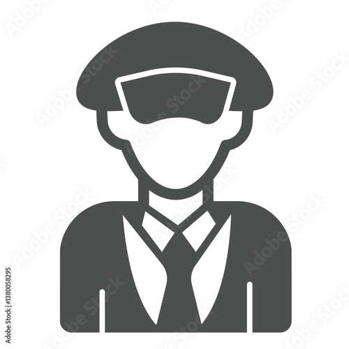 Captain man with hat solid icon, marine port concept. Vector graphics. Sea ship commander sign on white background, glyph style icon for mobile or web design.