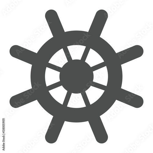 Marine steering wheel solid icon, marine navigation concept. Vector graphics. Ship, vessel rudder sign on white background, glyph style icon for mobile or web design.