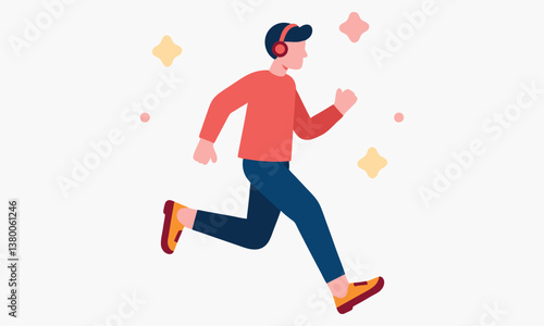 Vibrant expresses fast-paced urban life of a running man capturing movement and energy