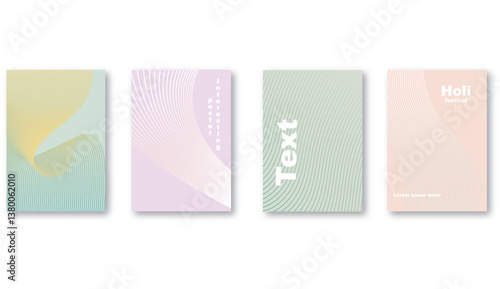 Template, Abstract wave lines poster background vector set, Minimalist cover template with bright perspective of wave lines in motion, Perfect design for social media, cover, banner, flyer, music, adv
