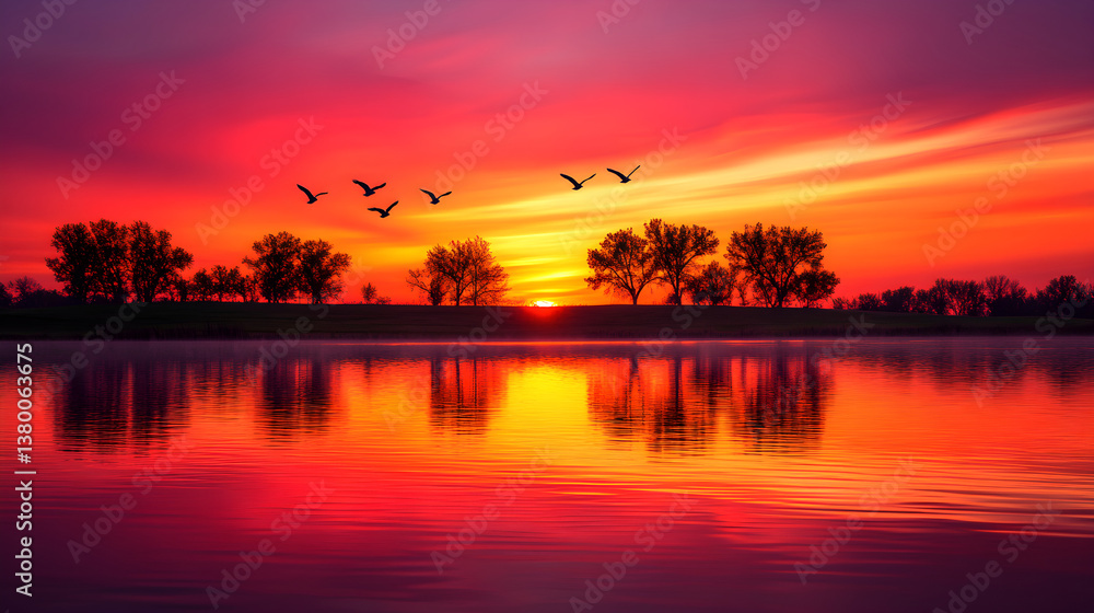 Breathtaking Sunrise Over Serene Lake: A Symbol of Hope, Renewal, and Tranquility in the Dawn of a New Day's Promise Breathtaking Sunrise Over Serene Lake: A Symbol of Hope, Renewal, and Tranquility in the Dawn of a New Day's Promise