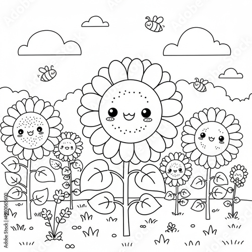 Garden and flowers coloring page