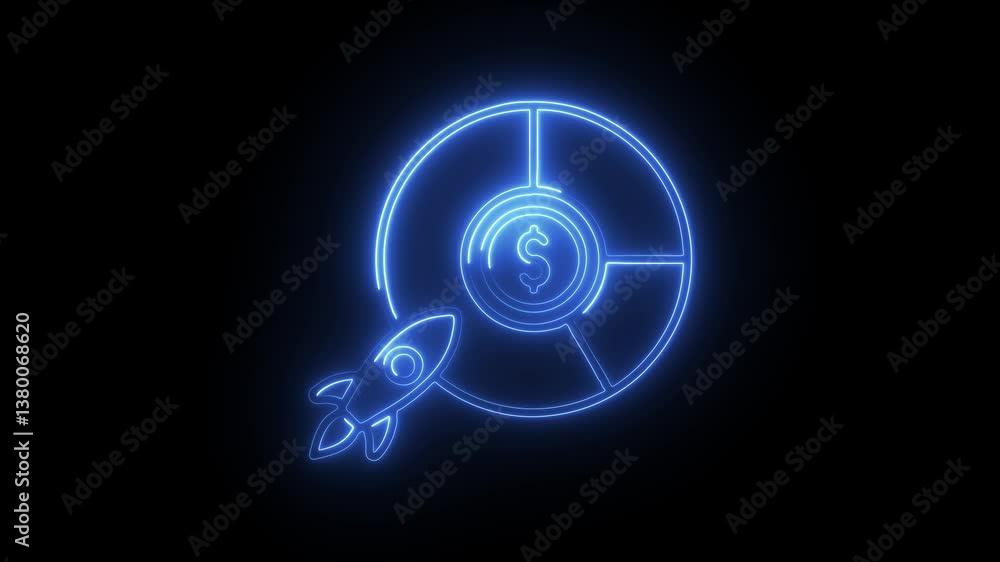 Glowing neon market penetration icon isolated on black background. HD Video motion graphic animation Glowing neon market penetration icon isolated on black background. HD Video motion graphic animation