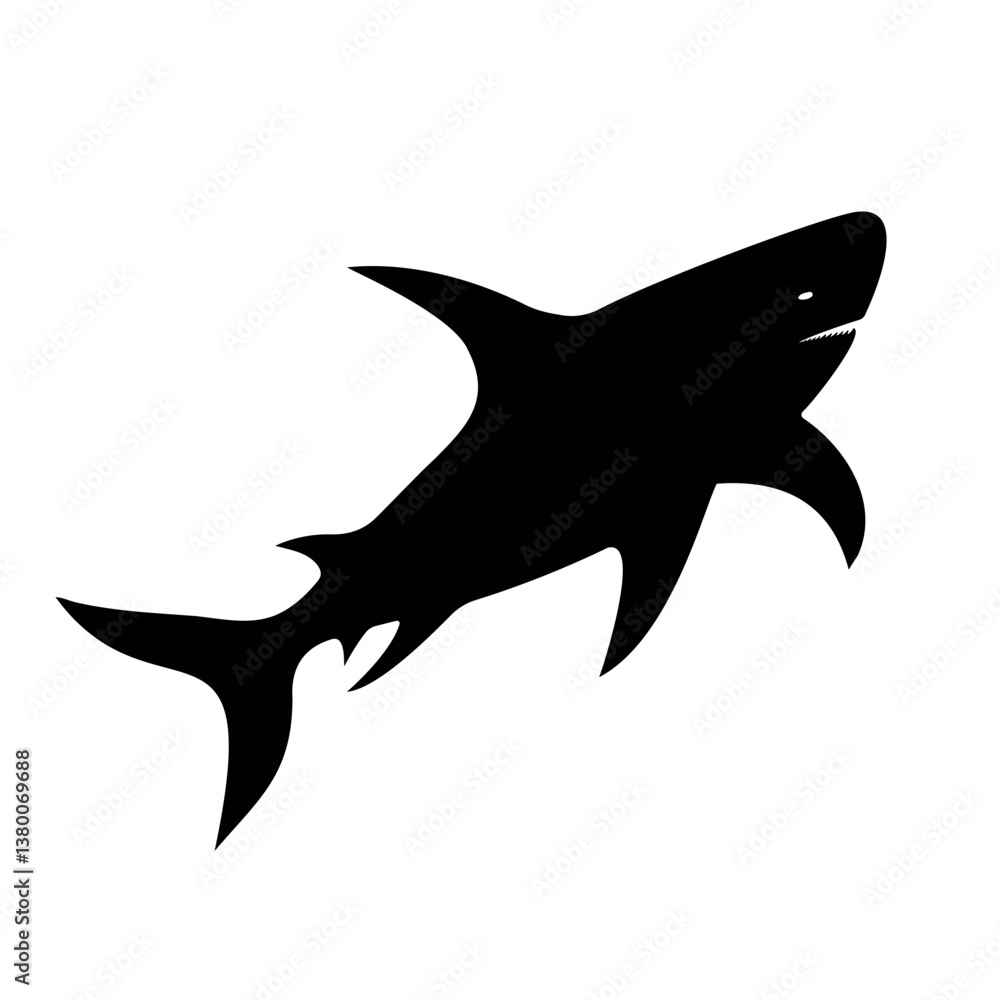 Fototapeta premium Shark silhouette dangerous predator vector