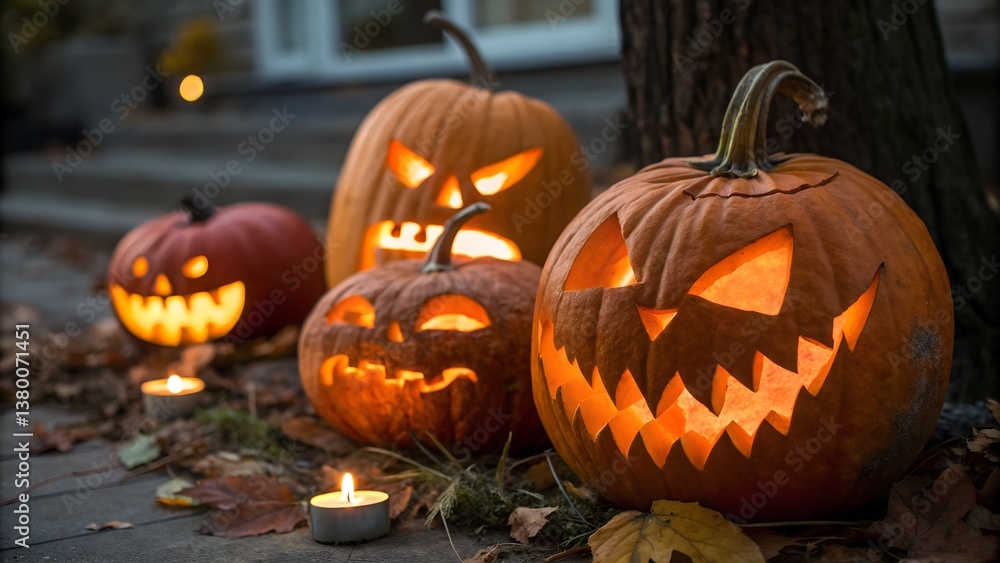 Fototapeta premium jack o lantern in the garden